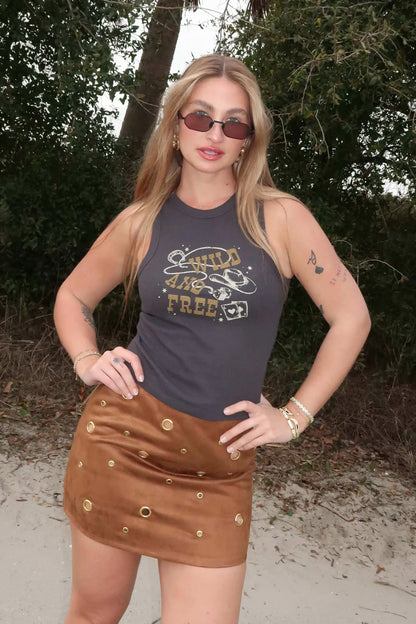 Wild and Free Thermal Graphic Tank Top