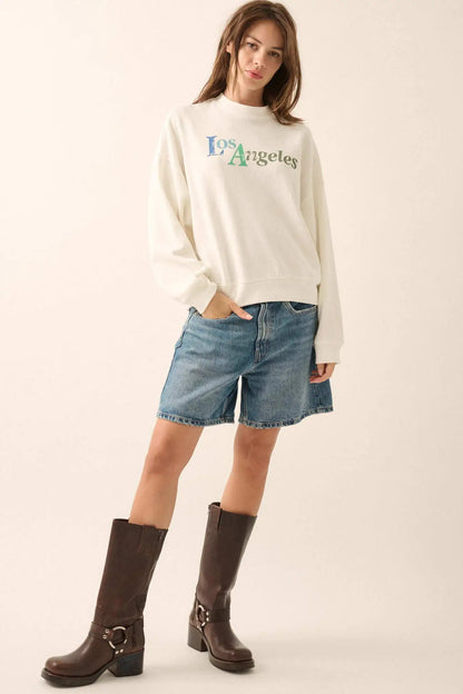 Los Angeles Vintage-Print Thermal Graphic Top