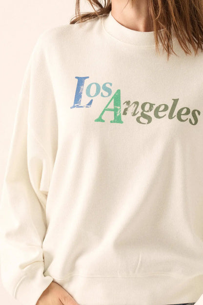 Los Angeles Vintage-Print Thermal Graphic Top