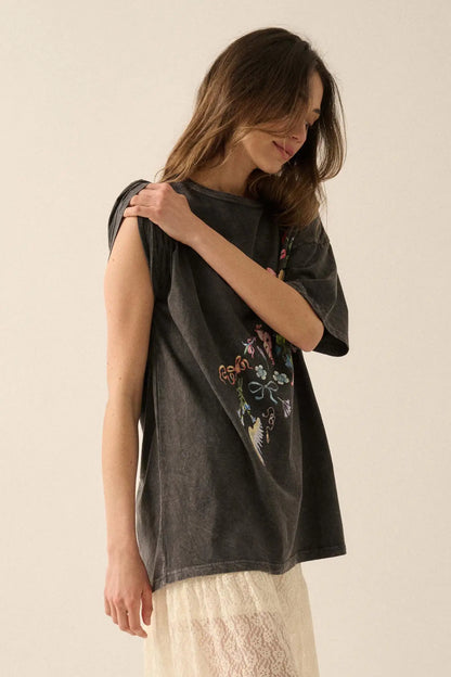 Fantasy Garden Vintage-Wash Floral Graphic Tee
