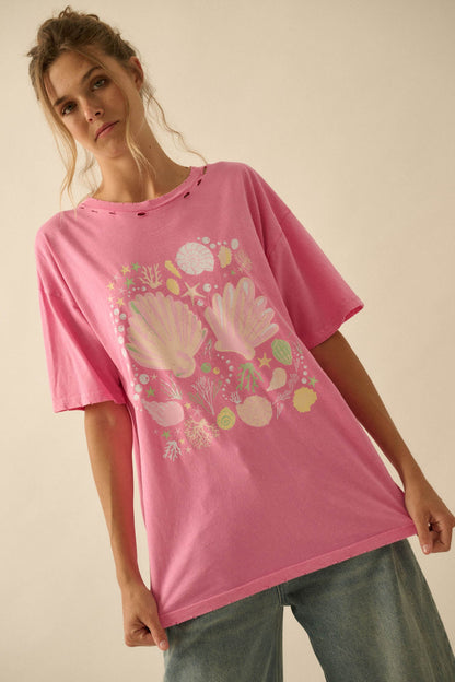 By the Seashore Distressed Seashell Graphic Tee