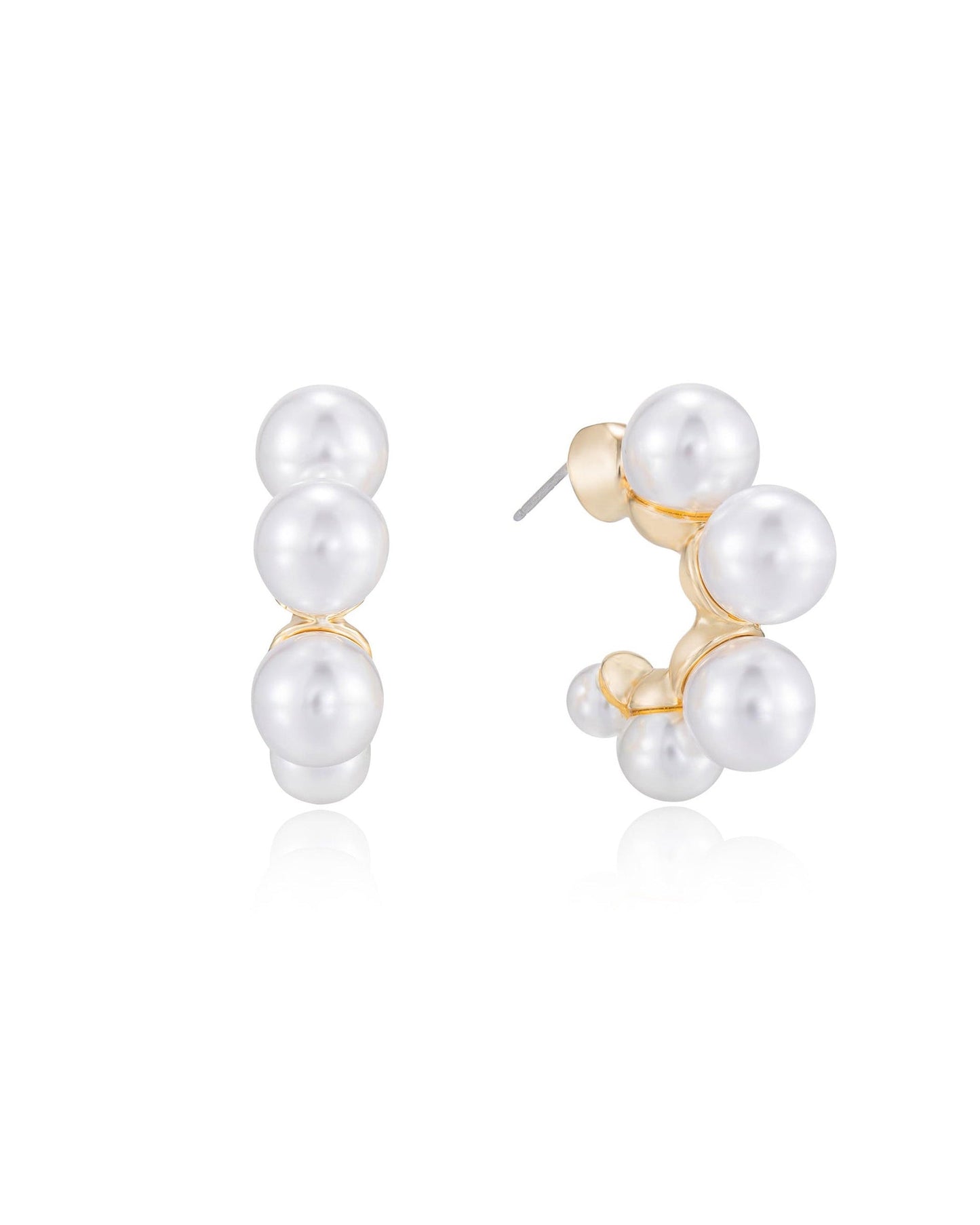 Five Pearls Hoop Earrings