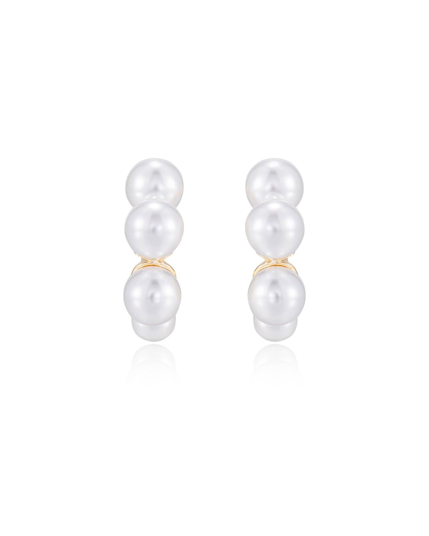 Five Pearls Hoop Earrings