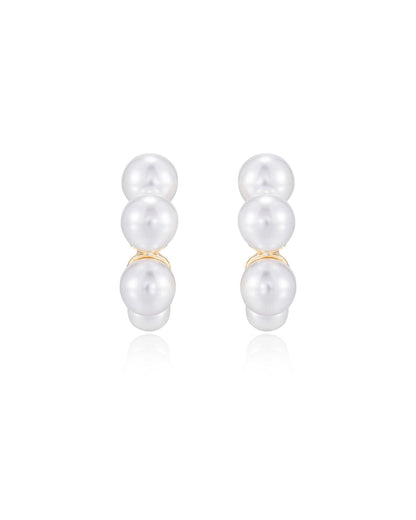 Five Pearls Hoop Earrings