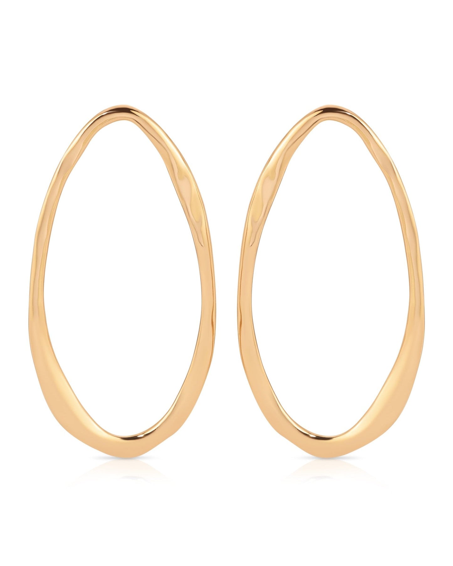 Hammered Large Oval Earrings
