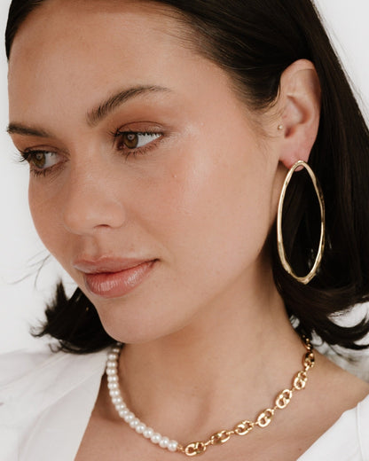 Hammered Large Oval Earrings