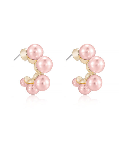 Five Pearls Hoop Earrings