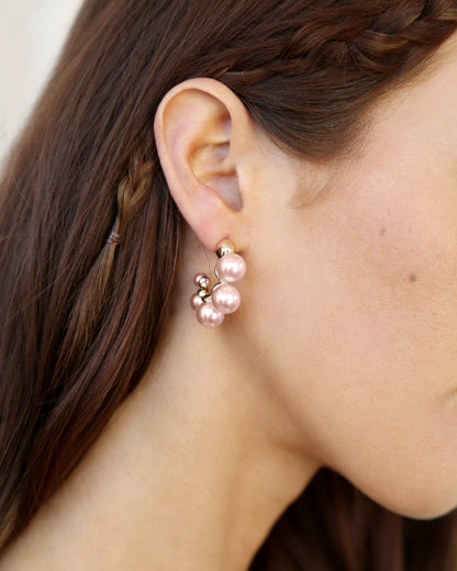 Five Pearls Hoop Earrings