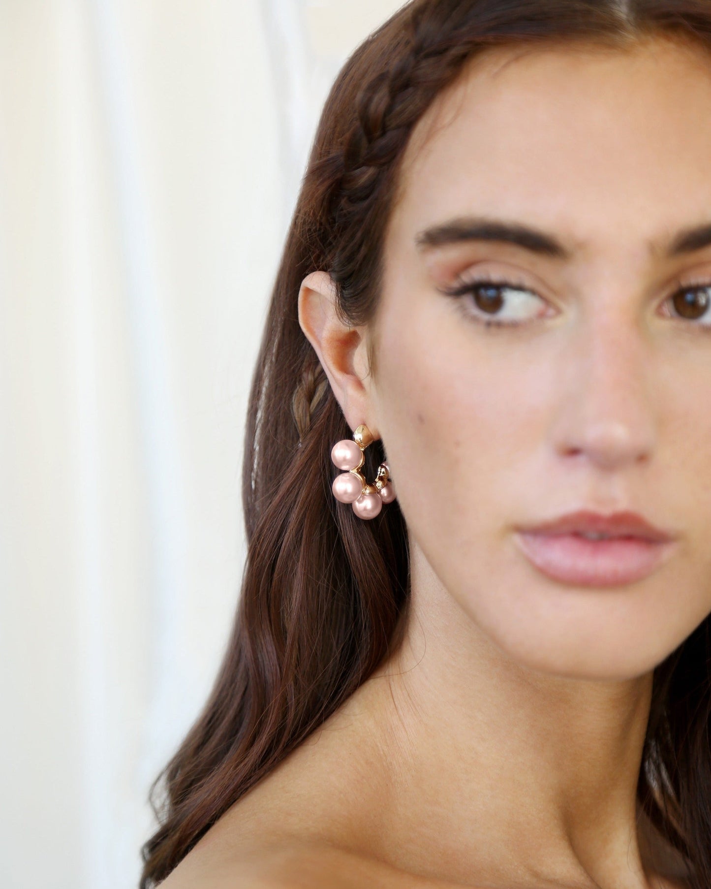Five Pearls Hoop Earrings