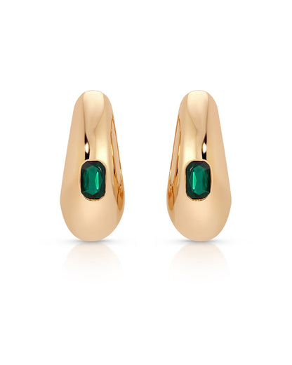 Emerald Deco Hoops