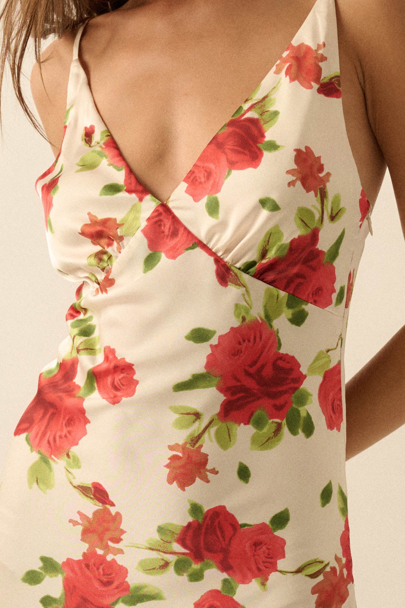 Sweetest Rose Floral-Print Satin Maxi Slip Dress