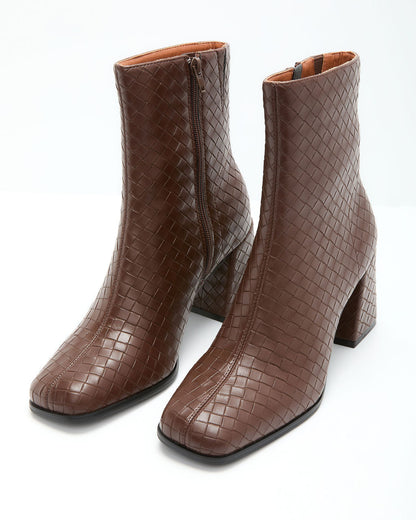 Chanie Woven Vegan Leather Booties