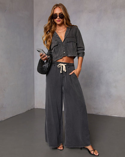 Easy Mode Drawstring Wide Leg Pants
