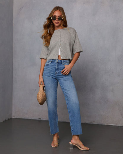 Chic Escape Button Detail Short Sleeve Cardigan