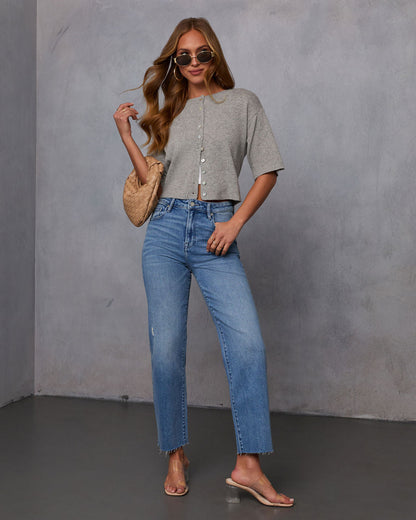 Chic Escape Button Detail Short Sleeve Cardigan