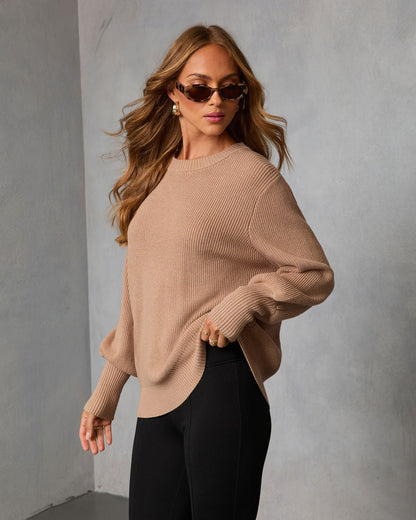 Baby It's You Knit Balloon Sleeve Pullover Sweater