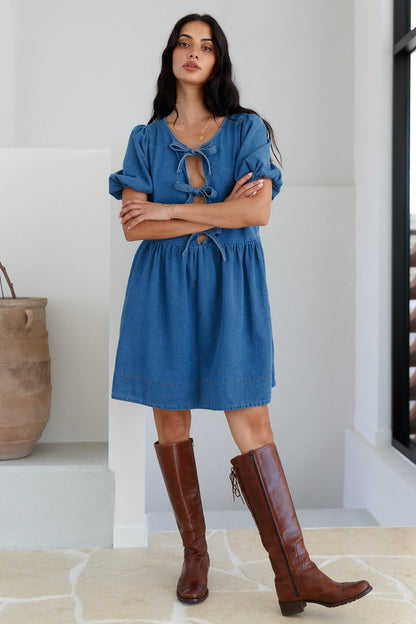 In Lieu Mini Dress Blue