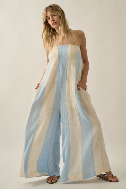 Ready to Flow Colorblock Gauze Strapless Jumpsuit