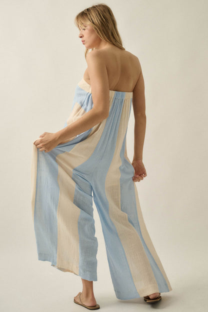 Ready to Flow Colorblock Gauze Strapless Jumpsuit