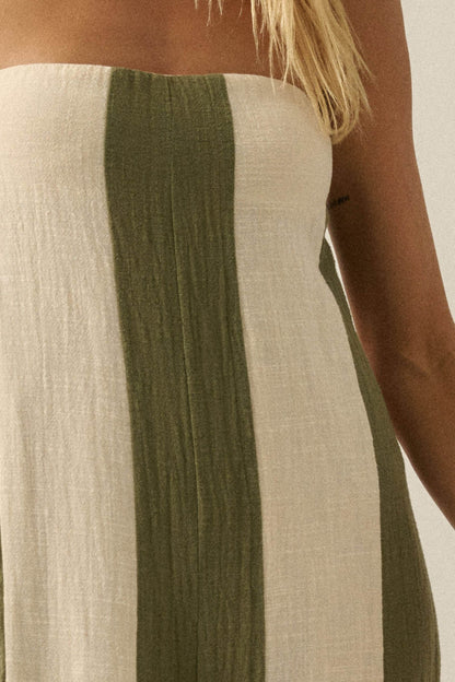 Ready to Flow Colorblock Gauze Strapless Jumpsuit