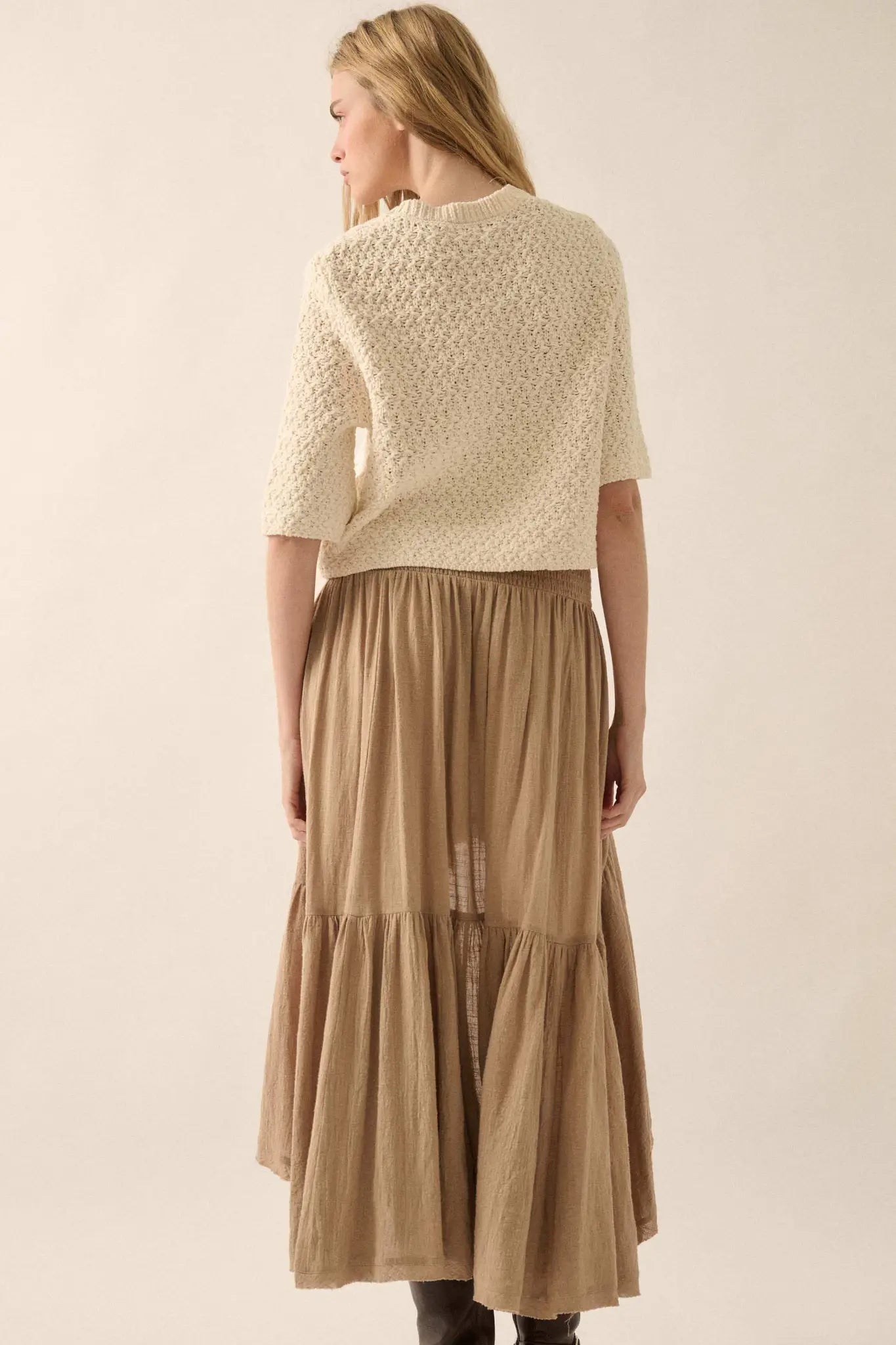 Billowing Breeze High-Low Tiered Ruffle Maxi Skirt