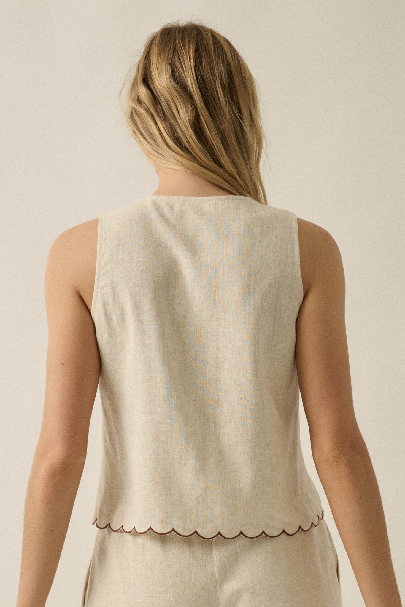Sunny Sands Tropical-Embroidered Tie-Front Vest