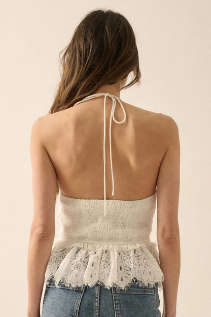 Darling Dreamer Layered Lace Halter Cami Top