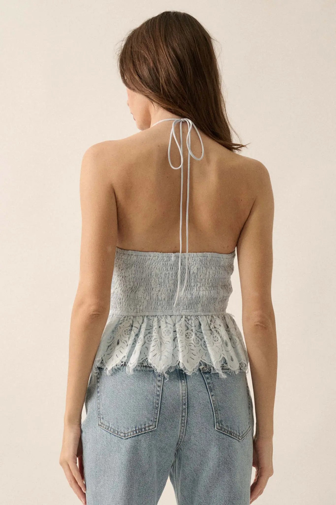 Darling Dreamer Layered Lace Halter Cami Top
