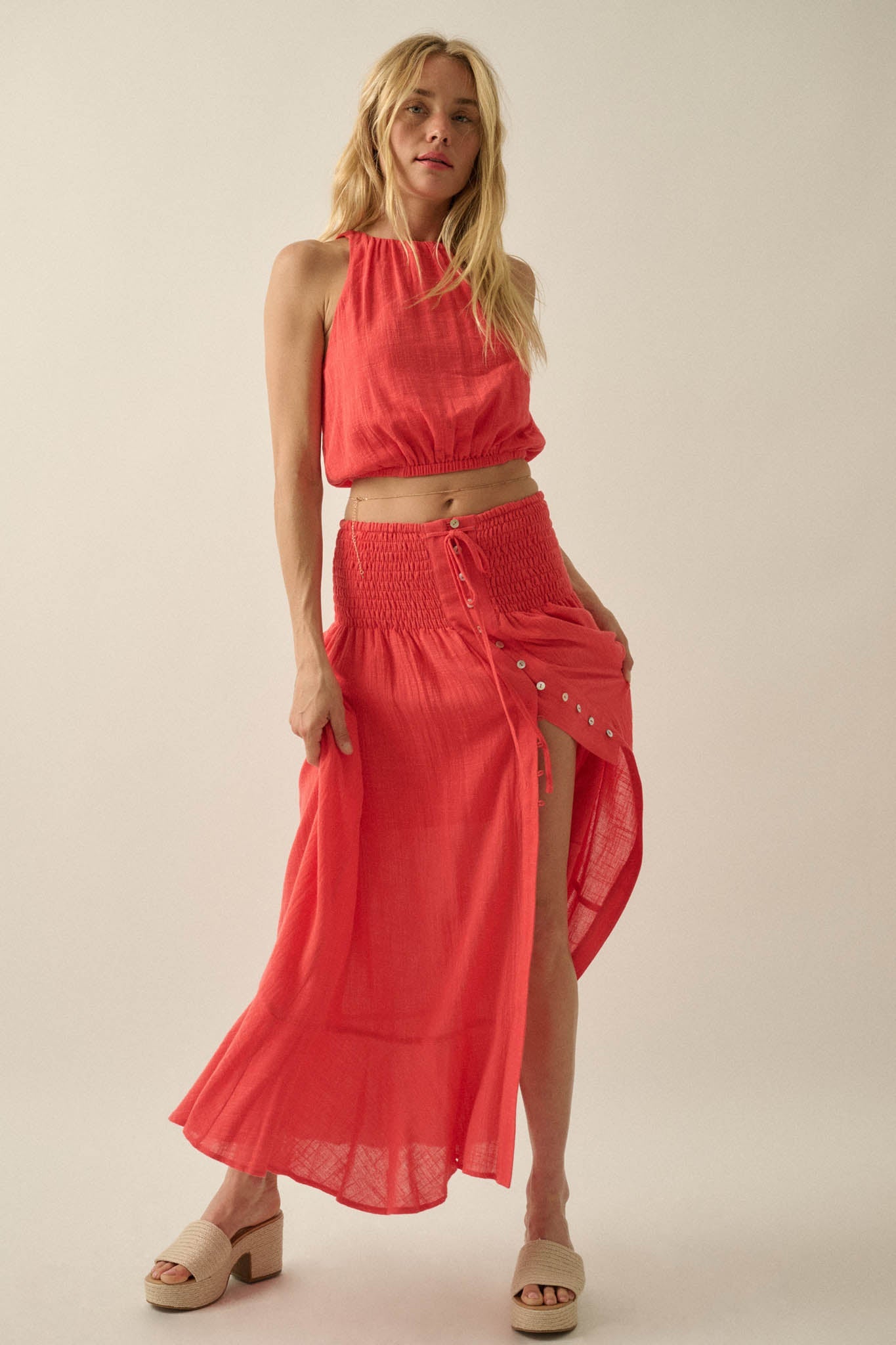 Freedom Song Cotton Gauze Cropped Sleeveless Top