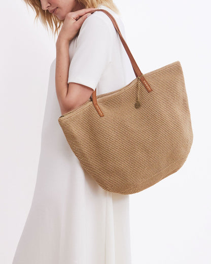 Faye Large Tote - Hand Crochet - Eden Stripe