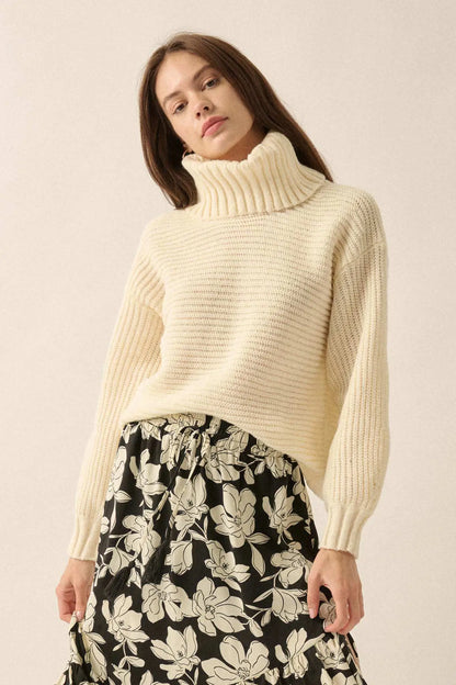 Back to You Surplice-Back Turtleneck Sweater