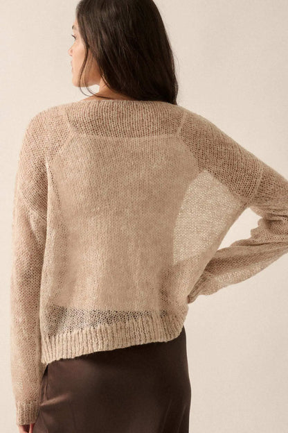 See It Through Layered Open-Knit Sheer Sweater
