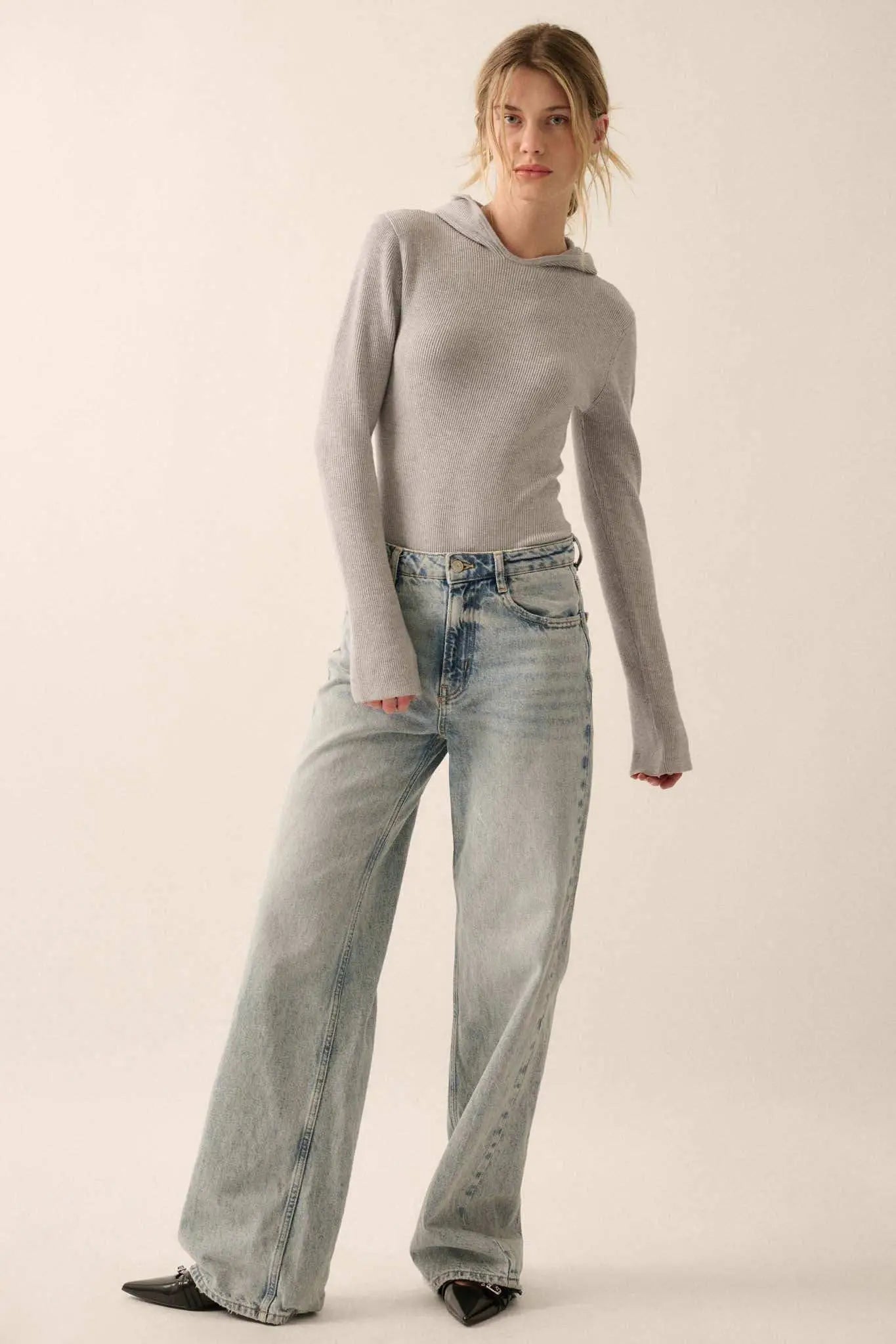 Time Will Tell Ribbed Knit Hoodie Bodysuit