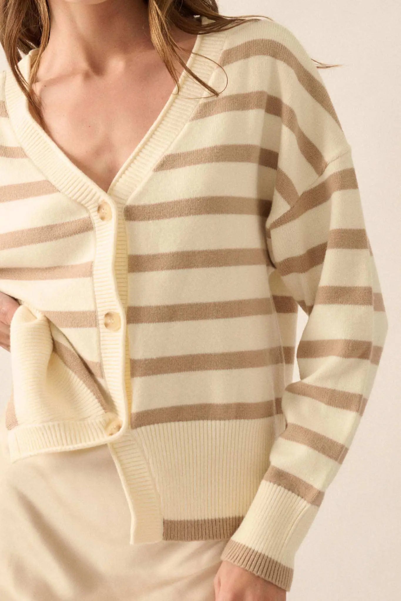 Taking Notes Striped Button-Front Cardigan
