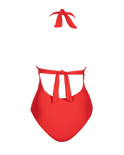 Gabrielle Halter One Piece In Guava Red Texture
