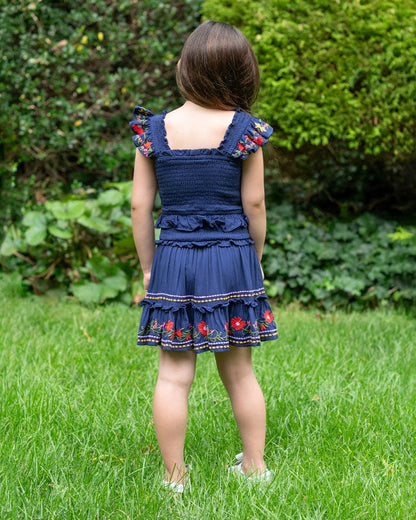 Girls Zoe Dress In Gardenia Embroidery