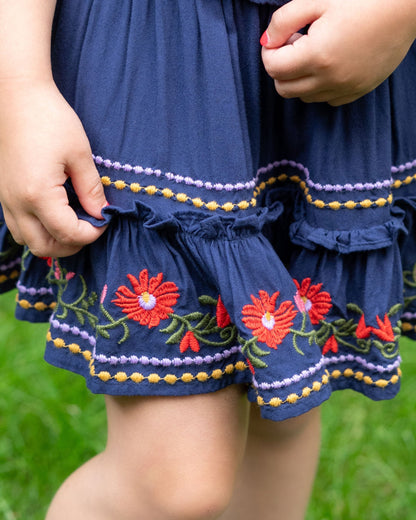 Girls Zoe Dress In Gardenia Embroidery