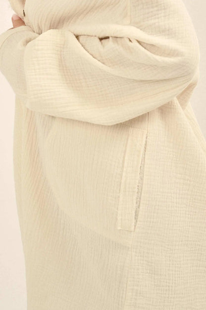 Sunday Vibes Crinkle Cotton Mini Shirt Dress