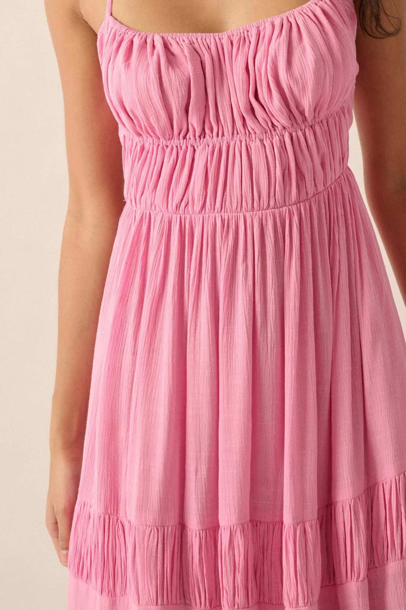 Tier to Stay Tiered Tie-Back Halter Maxi Dress