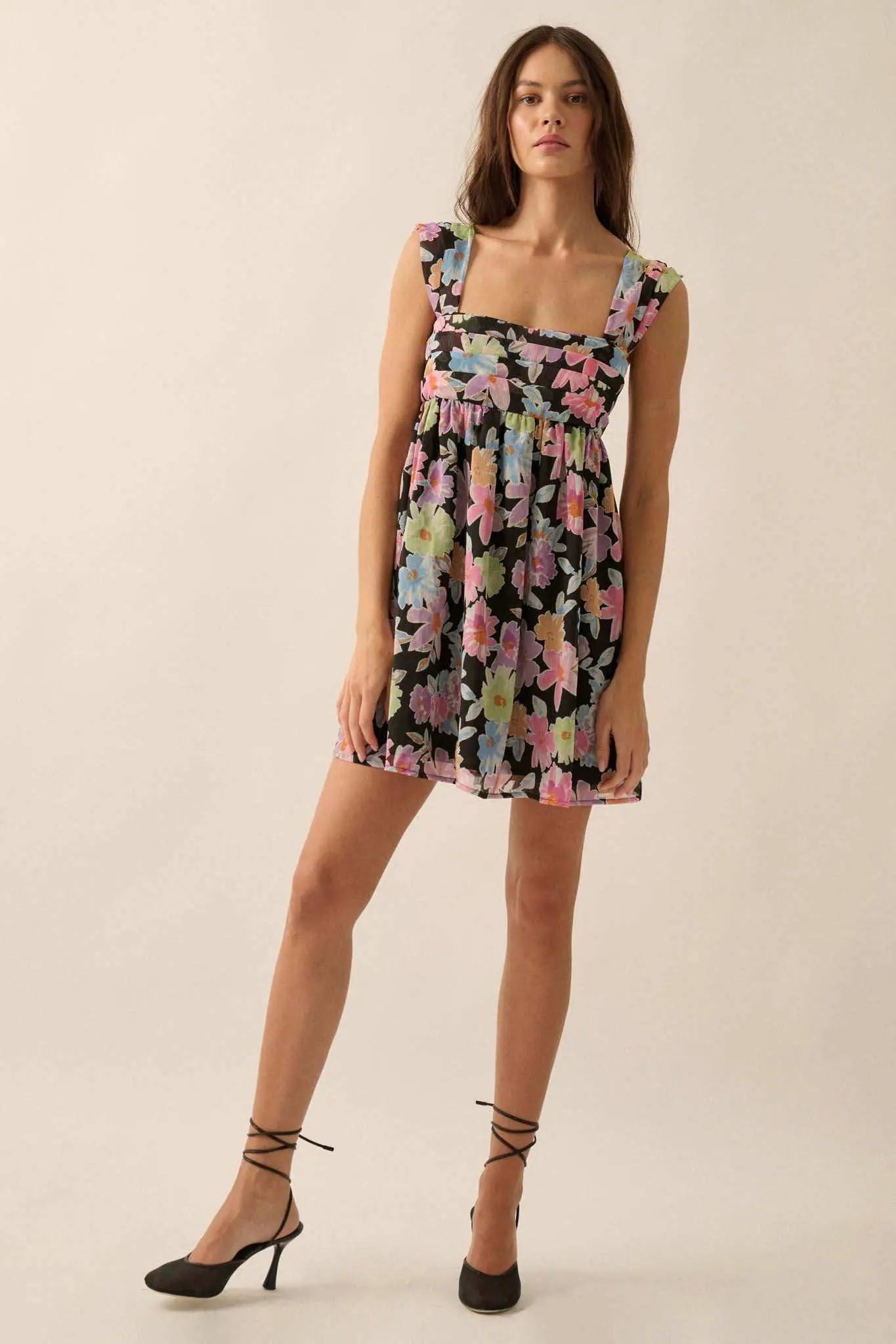 Beaming Blossoms Floral Chiffon Mini Dress
