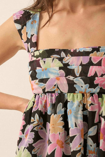 Beaming Blossoms Floral Chiffon Mini Dress