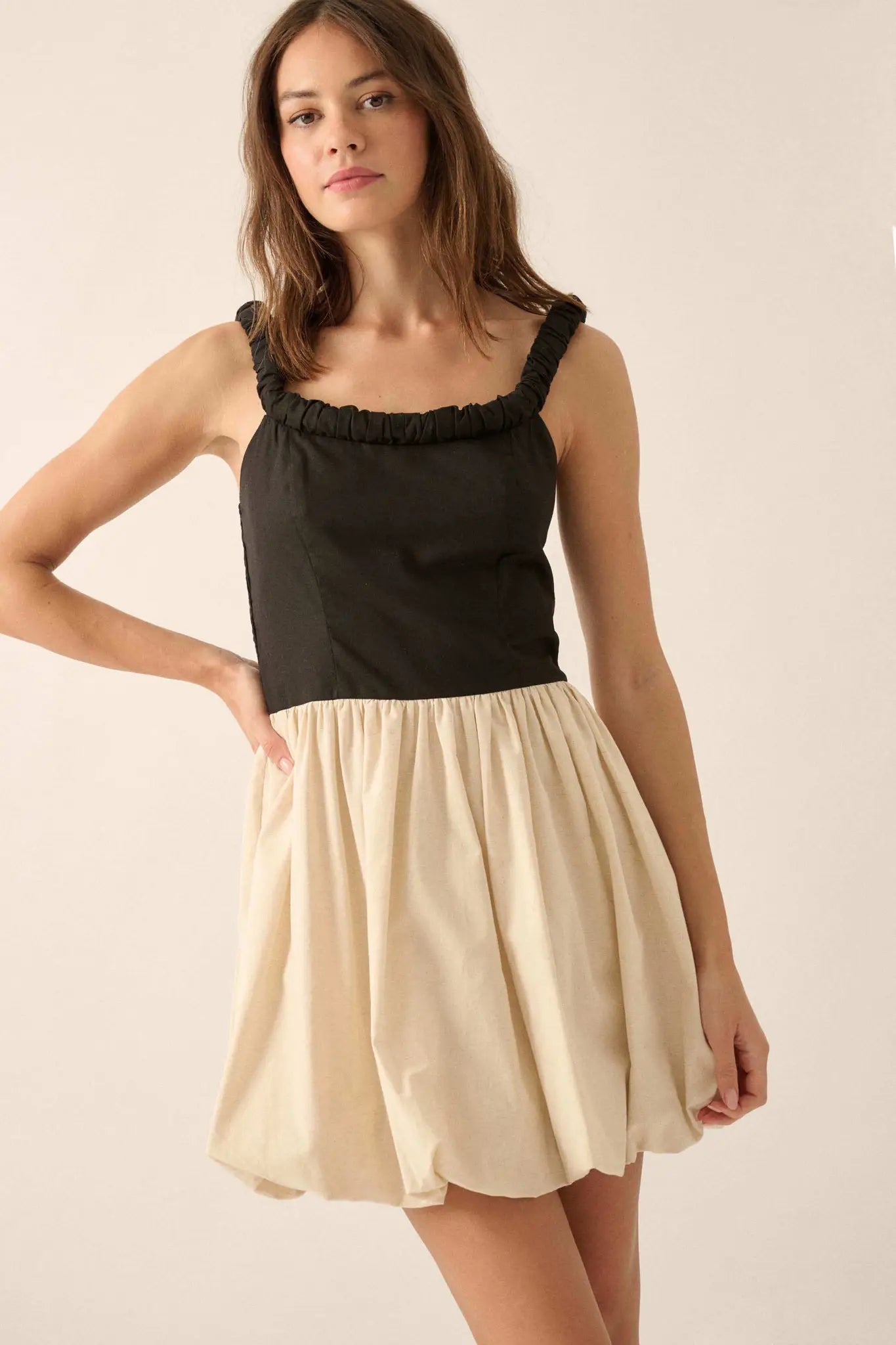 Twice As Nice Colorblock Bubble Mini Dress
