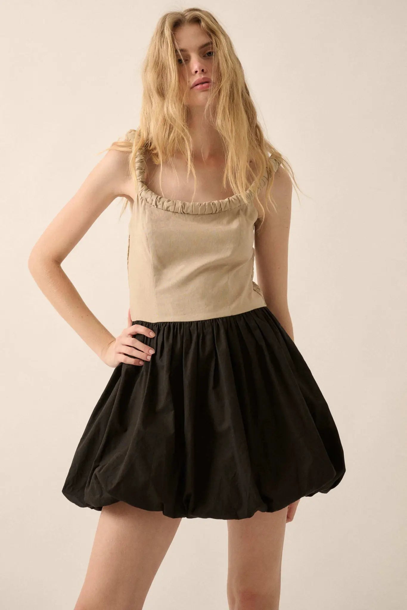 Twice As Nice Colorblock Bubble Mini Dress