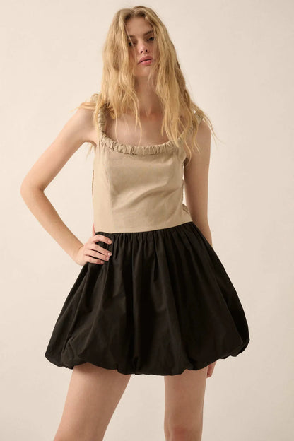 Twice As Nice Colorblock Bubble Mini Dress