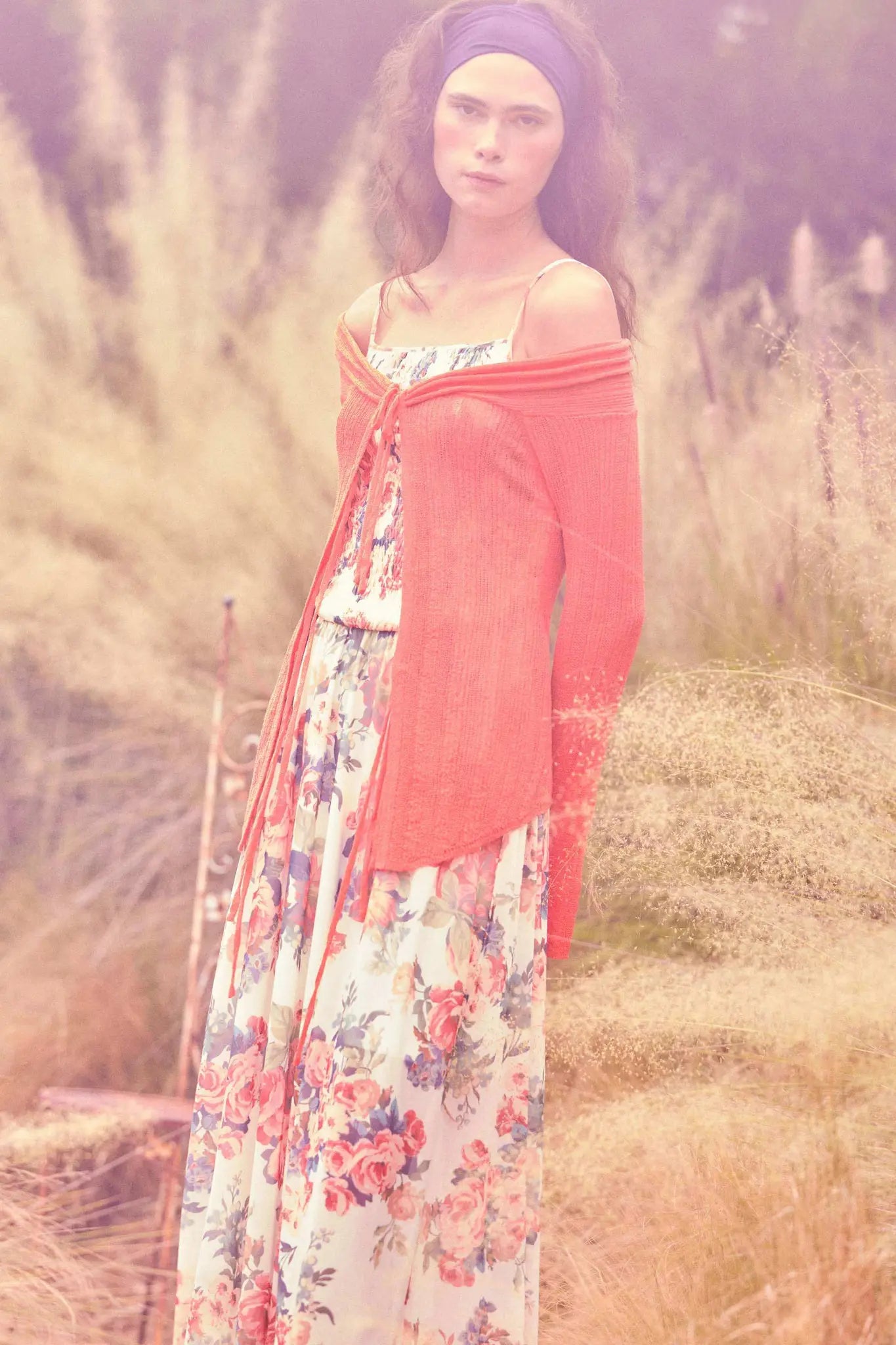 Blooming Valley Floral Mesh Smocked Maxi Dress
