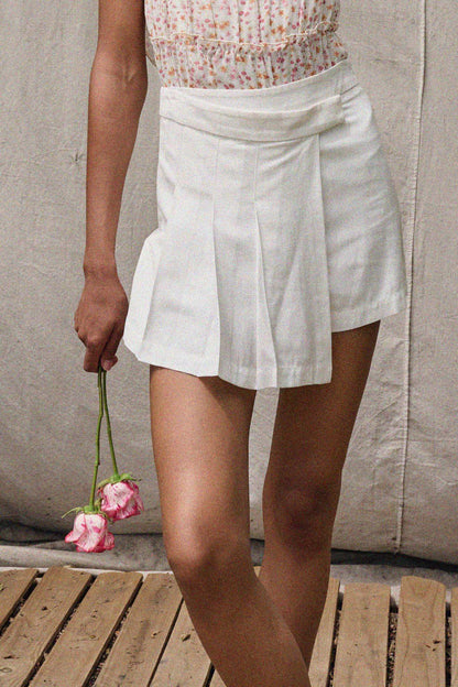 Center Court Pleated Asymmetrical Wrap Skort