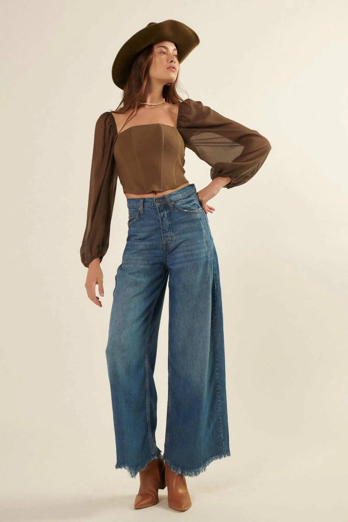 Timeless Love Long-Sleeve Cropped Corset Top
