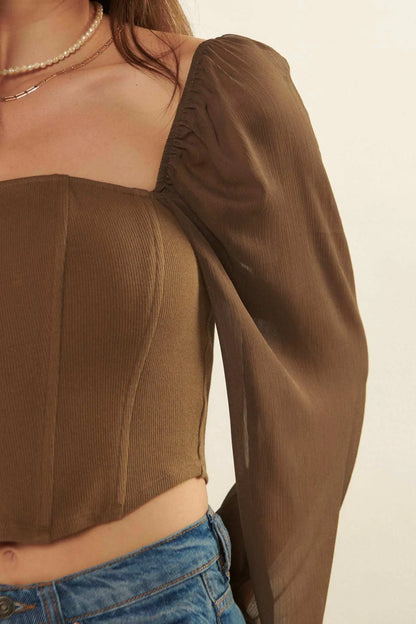 Timeless Love Long-Sleeve Cropped Corset Top