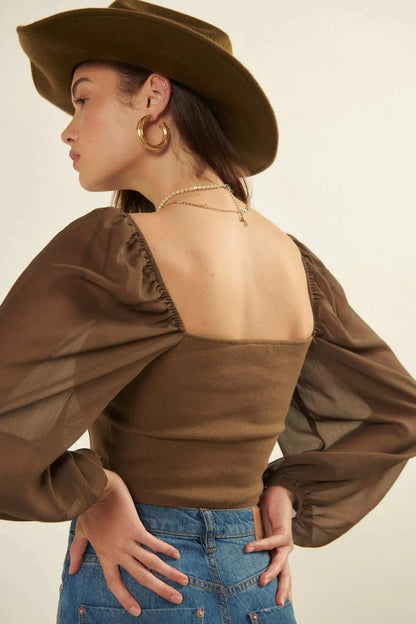 Timeless Love Long-Sleeve Cropped Corset Top