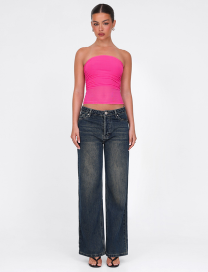 HARRIETT TUBE TOP - PINK : PINK